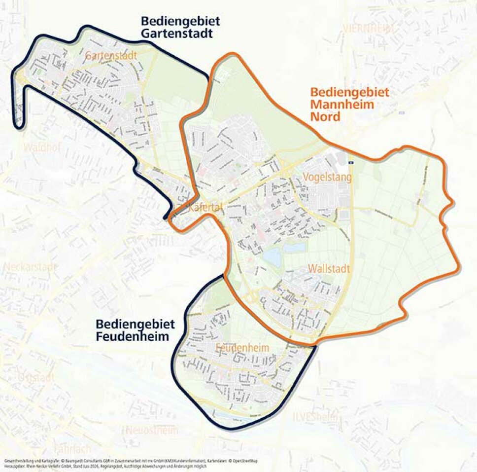 Grafik der Mannheimer Stadtteile