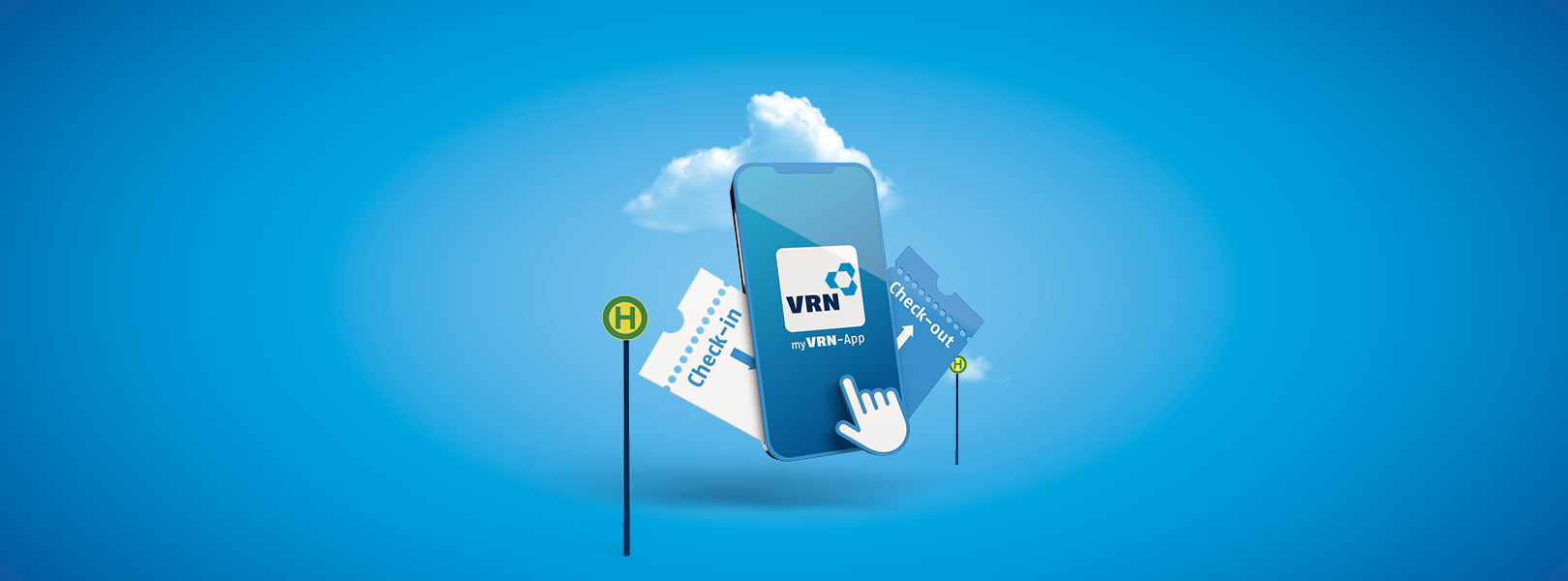 Grafik eines Handys mit der VRN-App auf dem Bildschirm